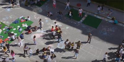 Kids playing on closed street